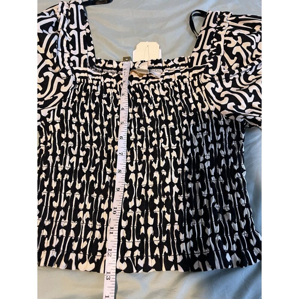 Monteau Linen Blend Crop Top Black & White Women's Medium BNWT! - Picture 9 of 9